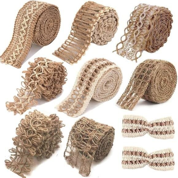Office | Rustic Jute Lace Ribbon 8 Rolls 17 6 Yards Burlap Ribbon For ...